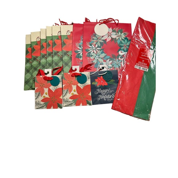 Bundle Christmas holiday wrapping 11 bags and tissue paper - Picture 1 of 12